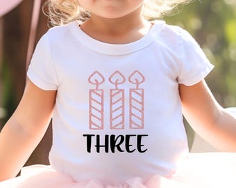 3rd Birthday Girl Shirt - Candles birthday tee