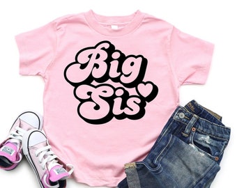 Big sis retro shirt, Big Sis Tshirt, Pregnancy Announcement, Baby Announcement Shirt, Promoted big sister shirt, Sibling shirt, Big Sister