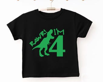 4th Birthday Shirt, 4th Birthday Dinosaur shirt, Rawr I'm 4 Dinosaur Shirt, Fourth Birthday Tee, Dinosaur Tee, Dino Shirt for Toddler