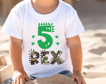 Five Rex Dinosaur Birthday Shirt