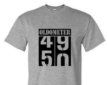 Oldometer 50 T-Shirt - Unisex Funny 50 AF Mens 50th Birthday Shirt - Born in 1976 Gift Vintage TShirt