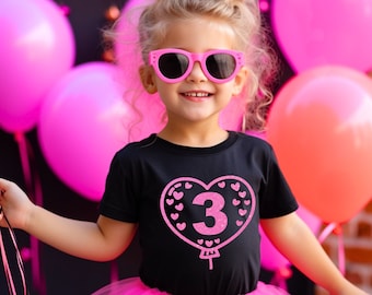 3rd birthday girl 3rd birthday shirt Third birthday Three Birthday Girl Cute Birthday Shirt Glitter Pink Birthday shirt