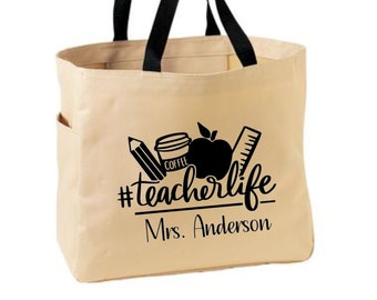 Teacherlife Tote Bag - Personalized Teacher Gift Gift for Teacher - Custom Teacher bag - Custom gift for teacher - Teacher Gift