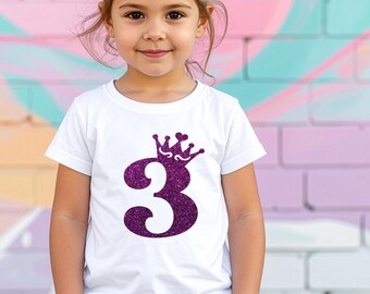Girls 3rd Birthday Shirt, Princess theme birthday tee