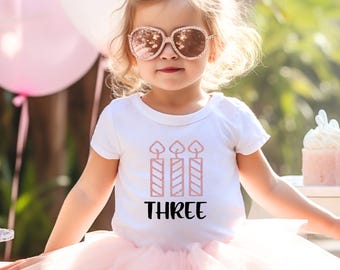 3rd Birthday Girl Shirt - Candles birthday tee