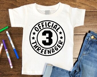 3rd Birthday shirt, Threenager, Three, Third Birthday Shirt, Third Birthday gift, Officially Threenager, 3 birthday shirt
