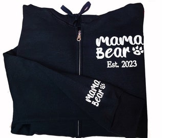 Mama bear sweater est. 2023, New mom gift, Mama Sweater, Mama Bear Zip Sweater, Gift for Mom, Mama Sweater, Mama life, Mama gift