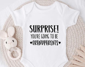 Pregnancy announcement baby bodysuit, Grandparents announcement, Promoted grandparents, Pregnancy Reveal, Baby announcement gift