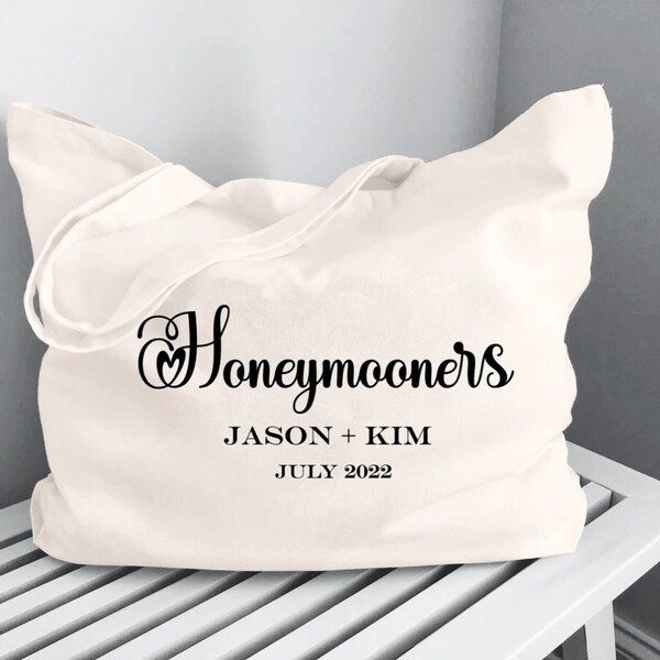 Honeymoon Personalized Canvas Beach Bag for Newlyweds Gift for Newlyweds Honeymooners Beach Tote