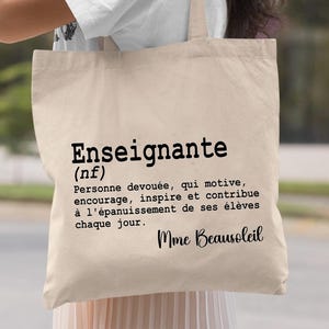 Cadeau professeur, French personalized teacher Tote Bag, Gift for french teacher, Teacher appreciation gift, Educator gift