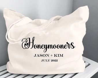 Honeymoon Personalized Canvas Beach Bag for Newlyweds Gift for Newlyweds Honeymooners Beach Tote