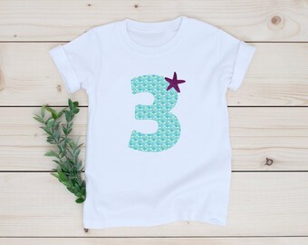 Mermaid theme birthday, Birthday Mermaid gift, 3rd birthday mermaid, 3rd Birthday gift, Three birthday shirt, Cute Mermaid theme shirt