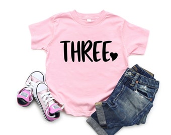 Three birthday 3rd Birthday Shirt / Third Birthday Shirt / Girls 3rd birthday shirt / Shirt for 3rd Birthday / 3 birthday / Three