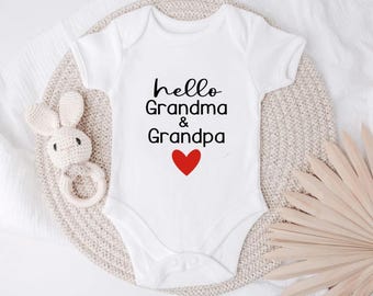 Grandparents pregnancy announcement, Hello grandma hello grandpa, Grandparents bodysuit, Promoted grandparents bodysuit