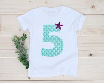 Mermaid theme birthday, Birthday Mermaid gift, 5 birthday mermaid, 5th Birthday gift, Five birthday shirt, Cute Mermaid theme shirt