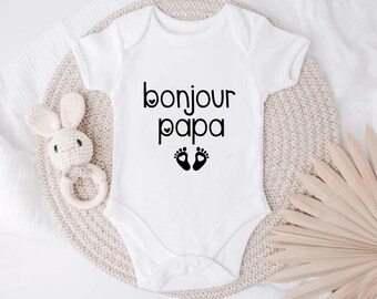 Annonce de grossesse, Baby announcement bodysuit, French Baby bodysuit, Baby reveal bodysuit, New Dad Gift, Babyshowers gift bodysuit