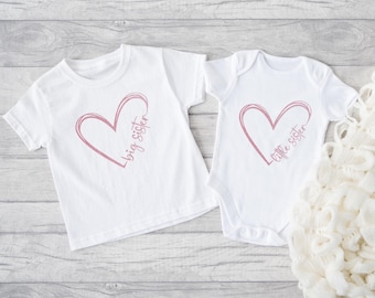 Matching sibling sister shirts, Matching big sister shirt, Matching little sister bodysuit, Promoted sibling, Big sister little sister