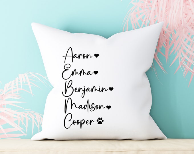 Custom Family Names Pillow Personalized Pillow Case Etsy Canada