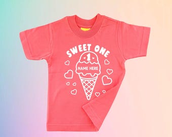 Ice cream birthday shirt, Summer Kid's tee, Custom Ice Cream Shirt, Birthday girl, Cute Ice Cream shirt
