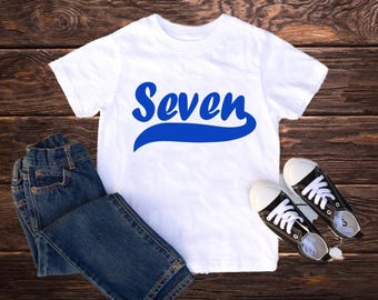 Seventh Birthday Boy Baseball Shirt - Number Seven Tee