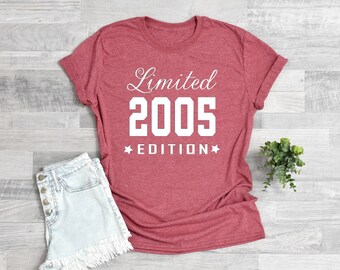 20th Birthday Shirt, 2005 Shirt, 20th Birthday Gift, 2005 Limited Edition Shirt, Custom Shirt with year, Custom Shirt, 20 birthday gift