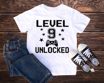 9th Birthday gamer shirt, Level 9 unlocked, Gamer birthday shirt, Level 9 birthday, Birthday boy