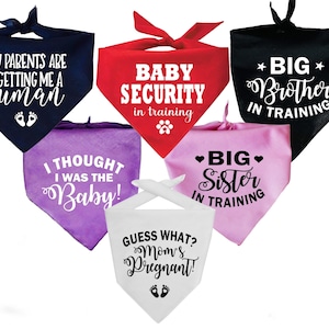 Pregnancy announcement Dog bandana, My Parents are getting a human, Big Brother Sister, Guess What Moms Pregnant, Pregnancy dog bandana