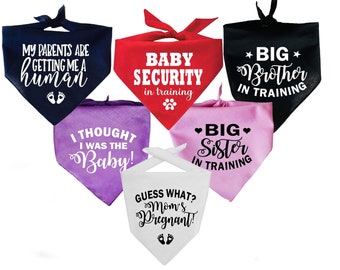 Pregnancy announcement Dog bandana, My Parents are getting a human, Big Brother Sister, Guess What Moms Pregnant, Pregnancy dog bandana
