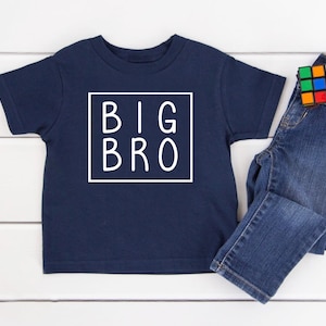 Big Bro shirt Big brother baby Announcement Sibling shirt Pregnancy announcement Promoted to Big Brother Shirt Navy