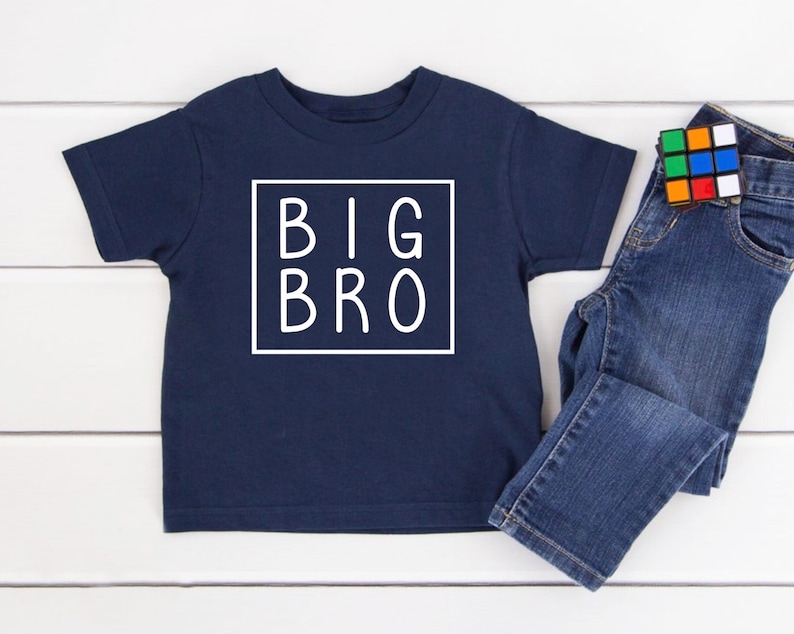 Big Bro shirt Big brother baby Announcement Sibling shirt Pregnancy announcement Promoted to Big Brother Shirt Navy