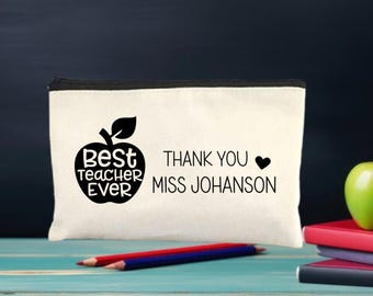 Personalized teacher pencil bag, Custom pencil teacher gift, cute teacher gift, pencil bag for teacher, teacher appreciation gift
