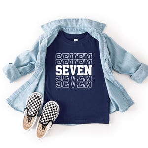 Seventh Birthday Shirt - Unisex 7th Birthday Tee Navy