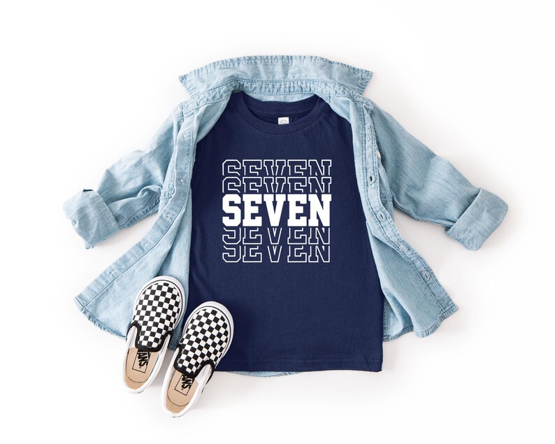 Seventh Birthday Shirt - Unisex 7th Birthday Tee Navy
