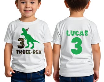 Three Rex Dinosaur Birthday boy shirt