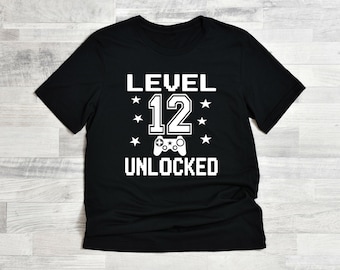 12 birthday shirt, Level 12 unlocked shirt, Twelve Birthday gift, 12 Birthday gift, Birthday Boy Shirt, Gamer gift shirt, Gamer birthday