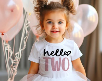 2 Birthday Girl shirt, Two Birthday Girl, 2nd Birthday gift, 2nd Birthday tee, Birthday baby girl, Second Birthday Gift, Hello Two