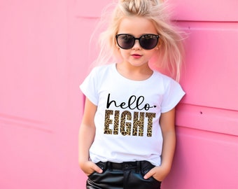 8th Birthday shirt, 8th Birthday animal print shirt, Leopard theme birthday girl, eight birthday shirt, 8 Birthday cheetah print