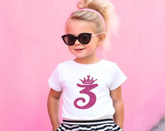 3rd birthday shirt, Birthday girl birthday, Princess theme birthday shirt, three birthday gift, Cute birthday shirt, Cute princess shirt