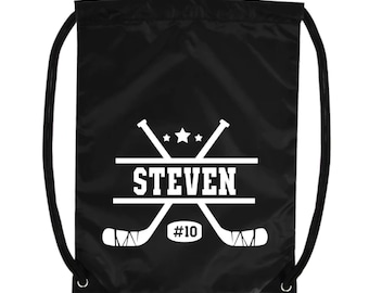 Personalized Hockey bags, Hockey drawstring bag, Custom Hockey bags, Hockey team bag, Hockey team gift loot bags, Hockey Gift favors