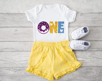 First birthday baby outfit, Donut theme baby bodysuit outfit, Sweet one baby shirt, Baby's first birthday outfit