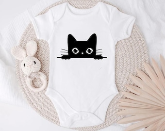 Black Cat Babysuit - Halloween Baby Cat outfits for babies - Peeking cat baby outfit- Cute Cat baby outfit - Kitty Cat Baby Bodysuit