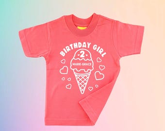 Ice cream birthday shirt, Summer Kid's tee, Custom Ice Cream Shirt, Birthday girl, Cute Ice Cream shirt