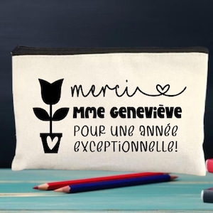 Cadeau enseignante, Cadeau enseignante, Étui à crayons, Étui à maquillage, pochette cadeau professeure, Étui crayon éducatrice