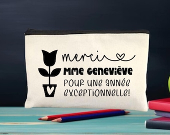 Cadeau enseignante, Cadeau éducatrice, Étui à crayons, Étui à maquillage, pochette cadeau professeure, Étui crayon éducatrice