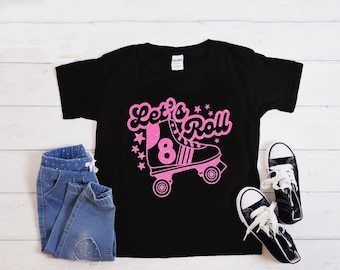 Rollerskate birthday girl 8th Birthday shirt Roller Skate birthday shirt Hello 8 birthday girl