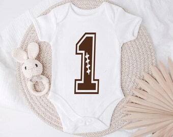 Football 1st Birthday outfit, Football birthday theme, Baby Birthday outfit, Baby Boy Birthday, Football baby bodysuit
