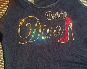 Birthday Diva Rhinestone Shirt Transfer Decal Iron-On