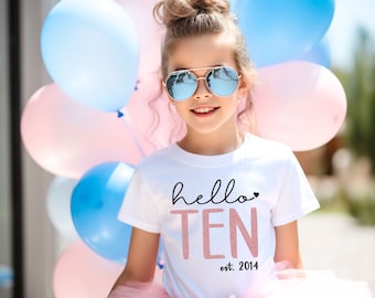 Hello Ten Est 2014 Shirt 10th Birthday Shirt Hello 10th Birthday Gift For Girls Birthday Party Shirt 10th birthday party shirt