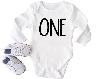 First Birthday Baby Bodysuit: "ONE" Outfit