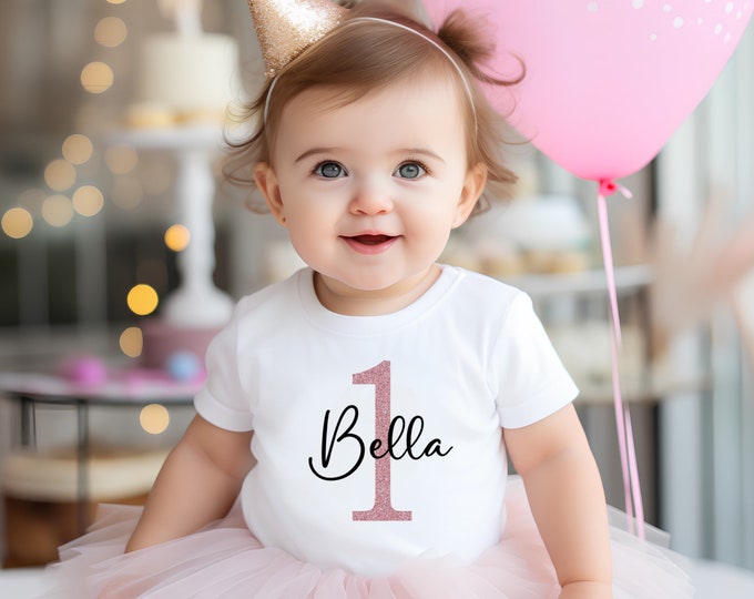 Featured listing image: Personalized 1st Birthday Bodysuit - Custom Baby Outfit